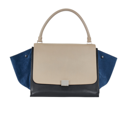 Large Tri-Colour Trapeze, Leather, Beige/Navy/Black, S-PA-0192, DB, 2*